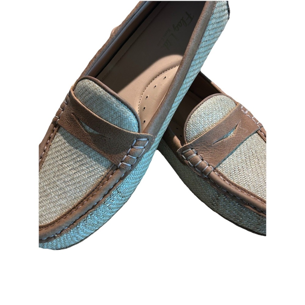 Flag LTD Women's Morgan Leather Penny Driving Loafers Rattan Rafia 9M New $110 - Picture 3 of 12